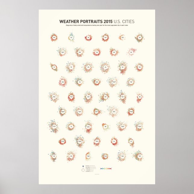 Poster Portraits météo 2015 : Villes américaines (Devant)