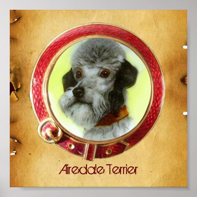 Poster PORTRAITS MINIATURES DE CHIEN VICTORIENS Airedale  (Devant)