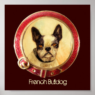 Poster PORTRAITS MINIATURES VICTORIENS Bouledogue Françai
