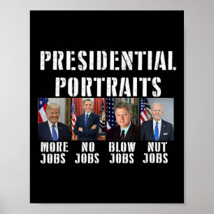 Poster Portraits Trump Plus d'emplois Obama Pas d'emplois