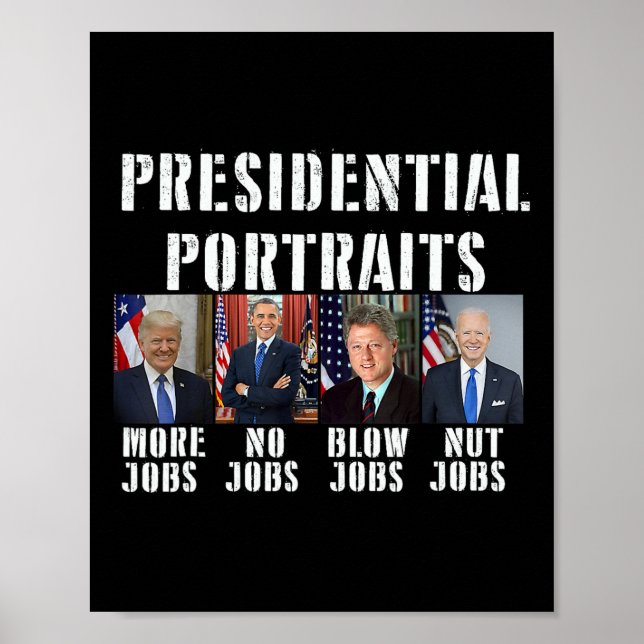Poster Portraits Trump Plus d'emplois Obama Pas d'emplois (Devant)