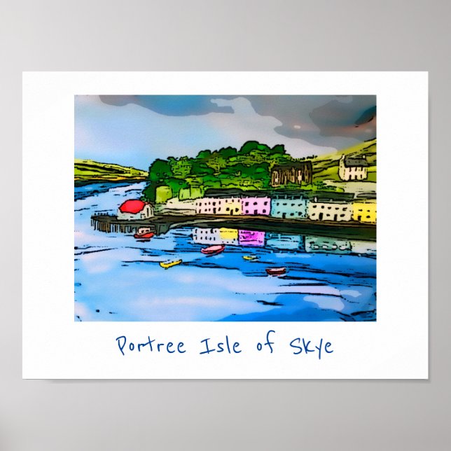 Poster Portree Isle of Skye Scotland peinture (Devant)