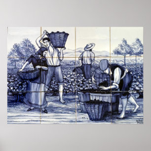 Poster portugais sur Carreaux Bleus Récolte de rai