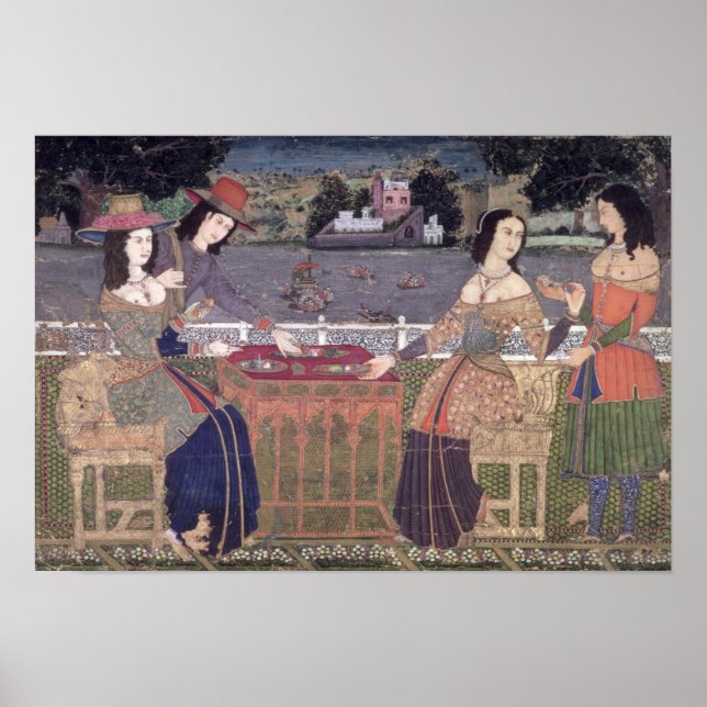 Poster Portugaise mangeant un repas, Goa (Devant)
