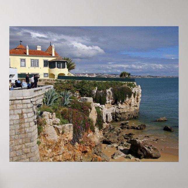 Poster Portugal, Cascais. Praia da Rainha, une plage de 2 (Devant)