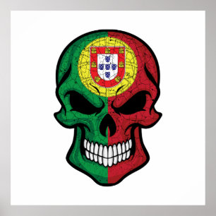 Poster Portugal Drapeau du crâne souriant