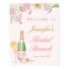 Pos de bienvenue pour brunch nuptial fleuri et pét