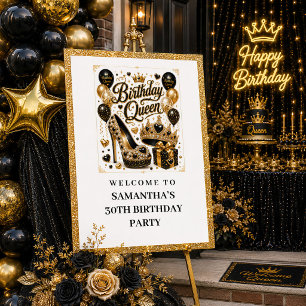 Poster Pos de bienvenue Reine d'anniversaire Paillettes O