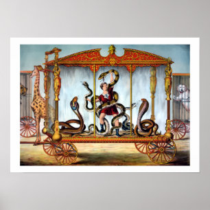 Poster Pos de serpent de cirque vintage et d'animaux en c