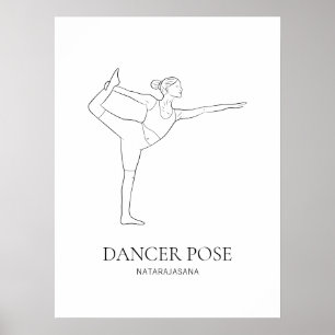 Poster Pose de danseur Yoga Femme Minimaliste Ligne d'art
