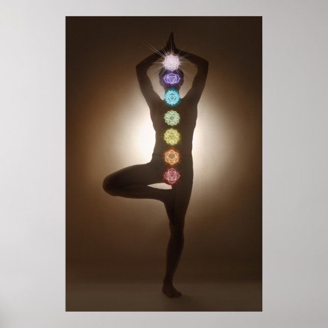 Poster Pose debout, yoga, yoga, chakras, chakra, aura (Devant)