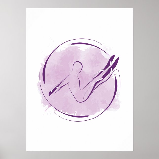 Poster Pose Pilates Aquarelle Abstraite (Devant)