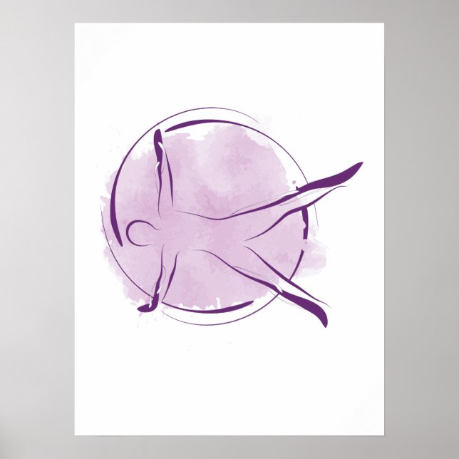 Poster Pose Pilates Aquarelle Abstraite (Devant)