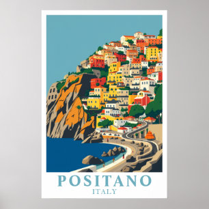 Poster Positano Italie Méditerranée Voyage Artistique Vin