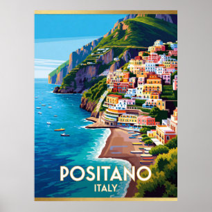 Poster Positano Italie Scène de voyage côtière 🌊