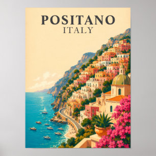 Poster Positano Vintage Italie Voyage Côte Amalfitaine