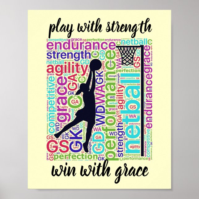 Poster Positions des joueurs et devis de netball inspiran (Devant)