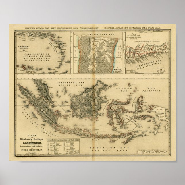 Poster Possessions coloniales hollandaises vers 1840 (Devant)