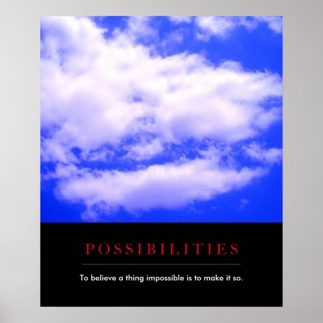 Poster Possibilités Citer les nuages dans ciel bleu clair (Devant)