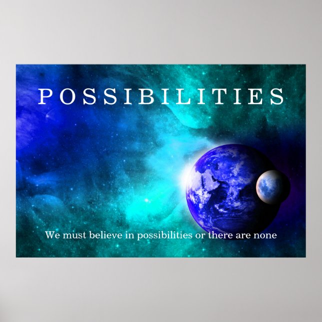 Poster Possibilités spatiales de la Lune terrestre Croire (Devant)
