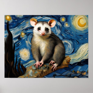 Poster Possum dans la nuit étoilée