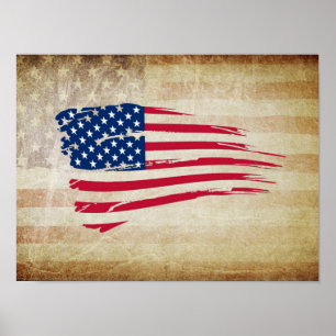 POSTER POSTE D'ART SUR DRAPEAU AMÉRICAIN