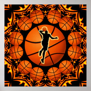 POSTER POSTE DE BASKET DE RÉTRO