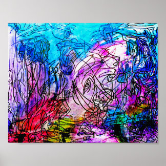 Poster POSTE DE MATELAS ART-2 ABSTRAIT COLORÉ DE 10" x 8"