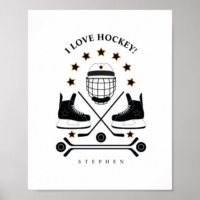 Poster Poste Motif d'équipement sportif de hockey noir et (Devant)
