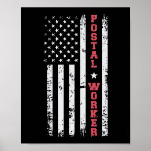 Poster Poste Patriotique Postal Worker American Drapeau