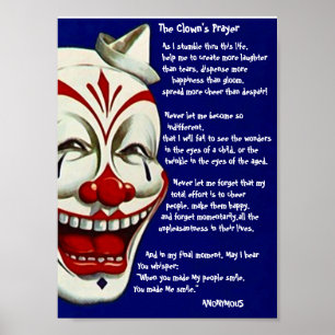 Poster POSTE ROUGE, BLANC, ET BLEU CLOWN avec PRIÈRE DE C
