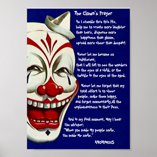 Poster POSTE ROUGE, BLANC, ET BLEU CLOWN avec PRIÈRE DE C (Devant)