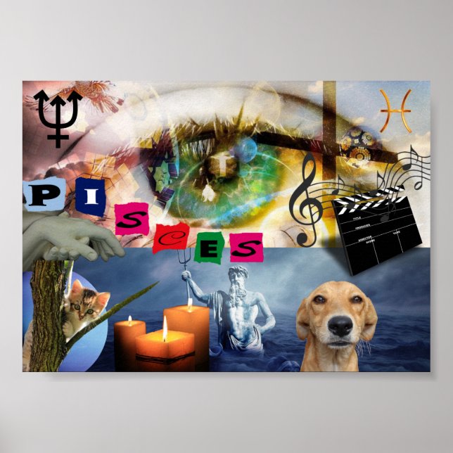 Poster Póster Apaisado Regalo Signo Zodíaco Piscis (Devant)