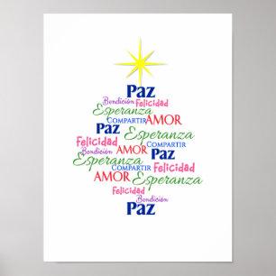 Poster Póster - Árbol de Navidad en palabras