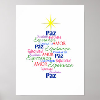 Poster Póster - Árbol de Navidad en palabras