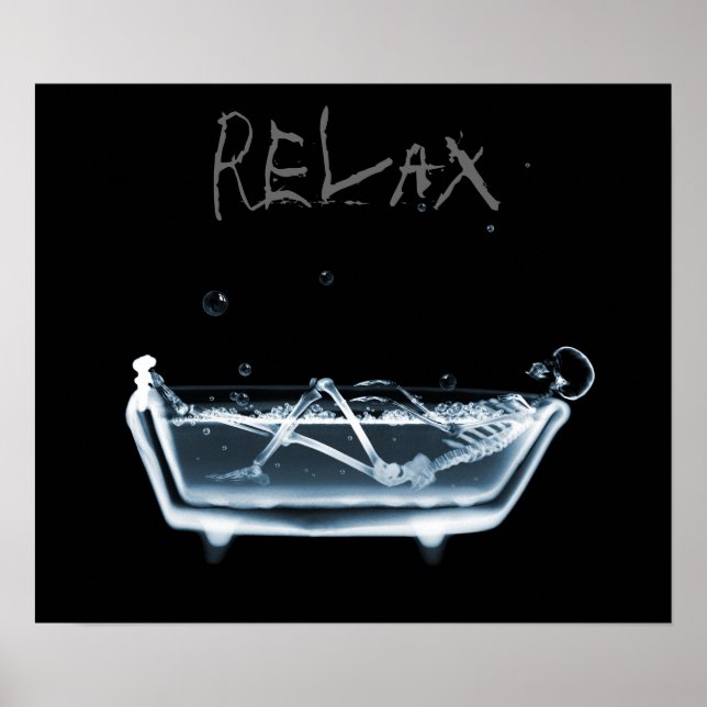 Poster Poster- Blue Relax X-Ray Skeleton Temps de bain (Devant)