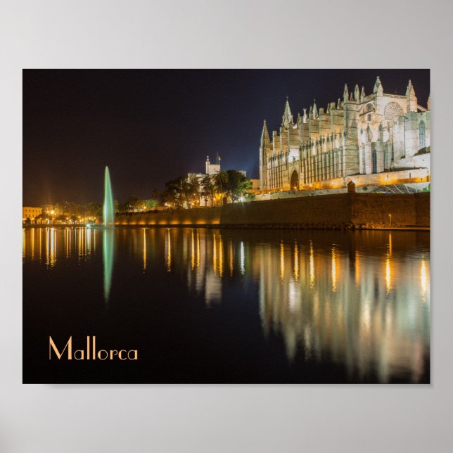 Poster póster Catedral de Palma de Mallorca reflejada (Devant)