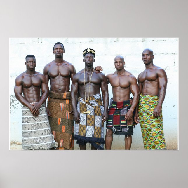 Poster Poster, Cinq Guerriers, Côte d'Ivoire, Afrique de  (Devant)