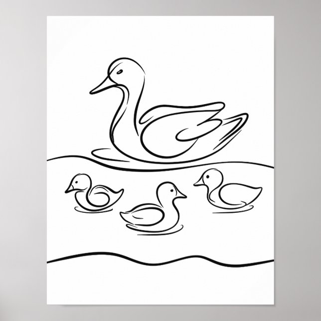Poster "Poster d'art de la ligne Canard et Canards | Irla (Devant)