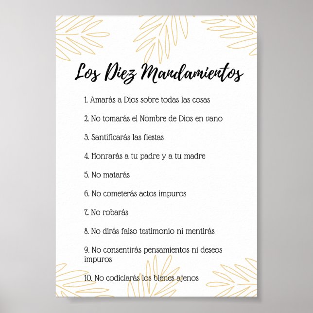 Poster Póster de los 10 mandamientos de la ley de Dios (Devant)