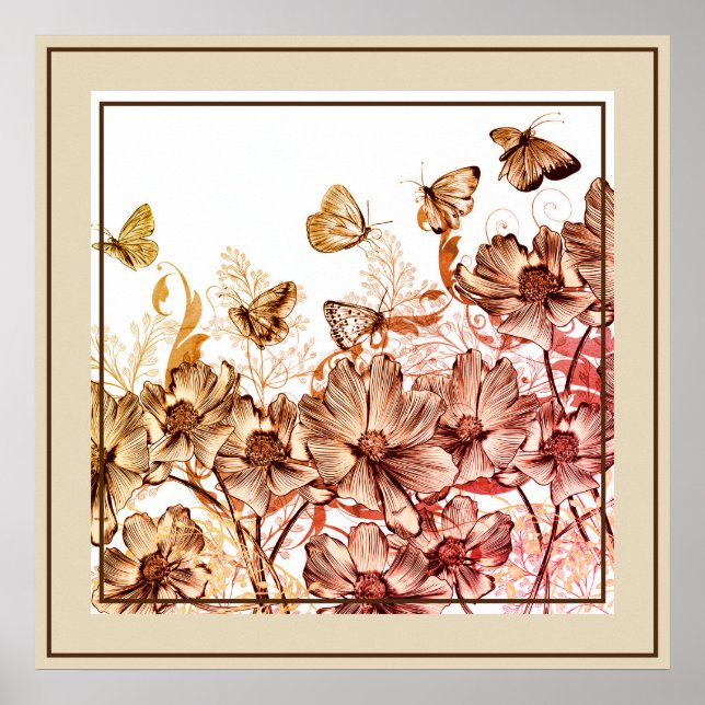 Poster Poster-Floral & Papillons (Devant)