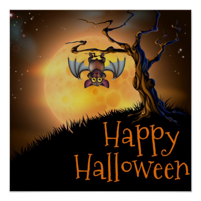 Poster Poster/Happy Halloween Cute Bat (Devant)