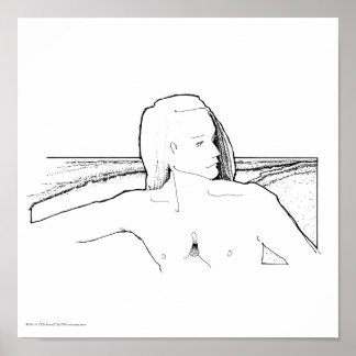 Poster Poster/Impression : "Homme aux cheveux longs/Paysa