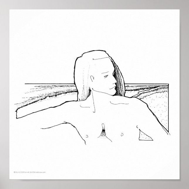 Poster Poster/Impression : "Homme aux cheveux longs/Paysa (Devant)