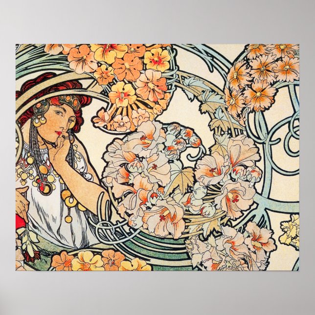 Poster Poster/Impression : Mucha - Langue des Fleurs II (Devant)