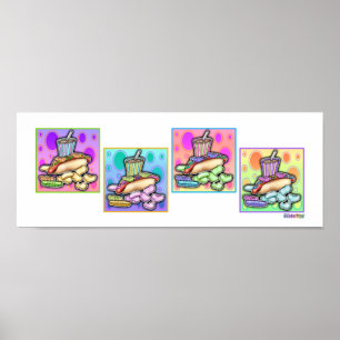 Poster Poster, Imprimer - Pop Art Hot Dog avec des chips 