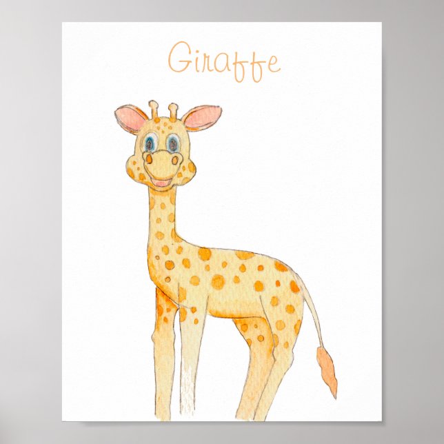 Poster Póster INFANTIL JIRAFA acuarela para cuarto niños (Devant)