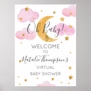 Poster Póster Moon & Stars Pink Welcome Sign