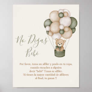 Poster Póster No Digas Bebé letrero para Baby shower