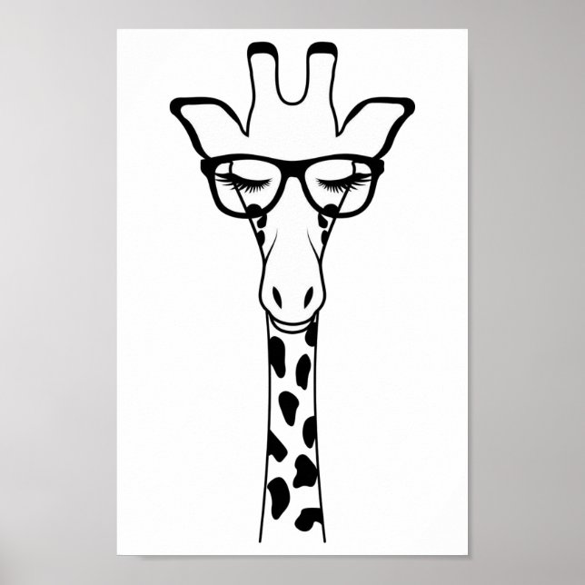 Poster Poster- Pépinière Enfants Chambre Giraffe Lunettes (Devant)